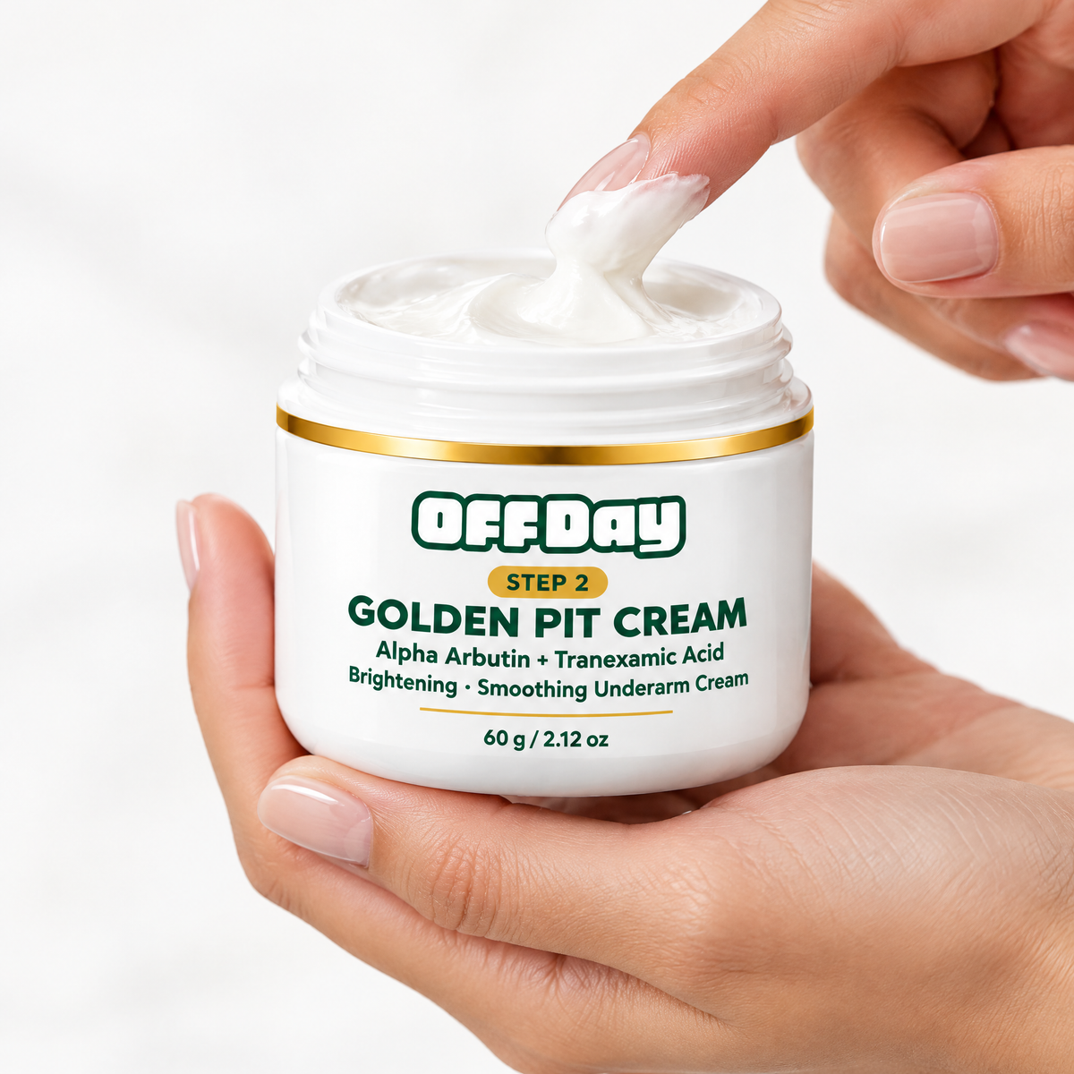 Golden Pit Cream in hand