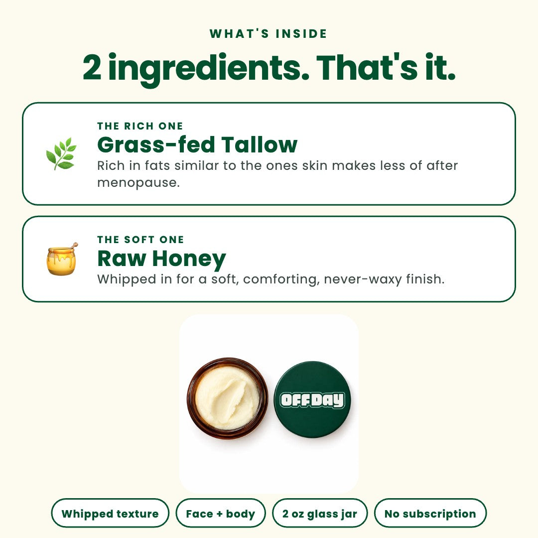 What's inside: grass-fed tallow and raw honey